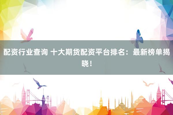 配资行业查询 十大期货配资平台排名：最新榜单揭晓！
