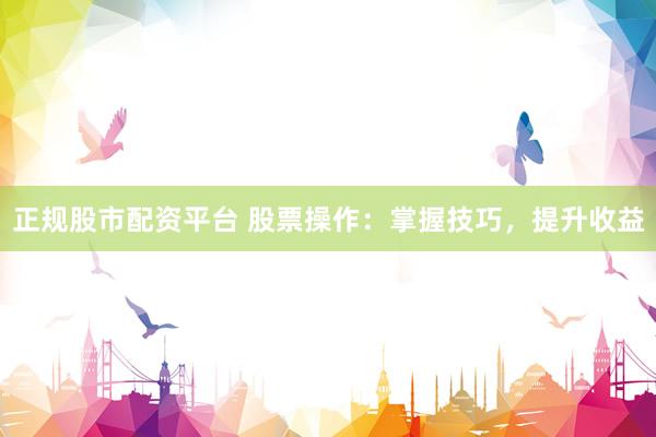 正规股市配资平台 股票操作：掌握技巧，提升收益