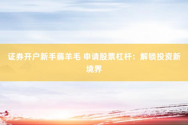 证券开户新手薅羊毛 申请股票杠杆：解锁投资新境界